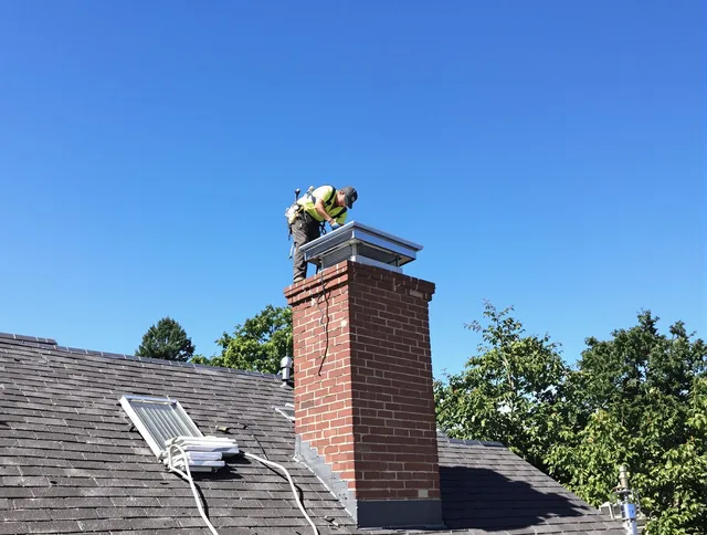 Tustin Chimney Sweep technician measuring a chimney cap in Tustin, CA