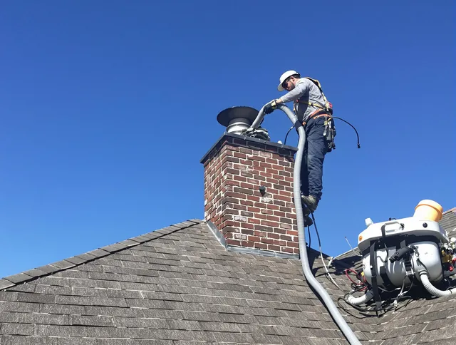 Dedicated Tustin Chimney Sweep team member cleaning a chimney in Tustin, CA